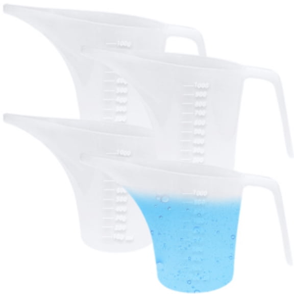 4 Pcs 1000ml Plastic Funnel Pitcher,Large Capacity Long Spout Measuring Cup for Bakeware Molds,Pancake,Batter,Muffin,Cakes,Soap Making