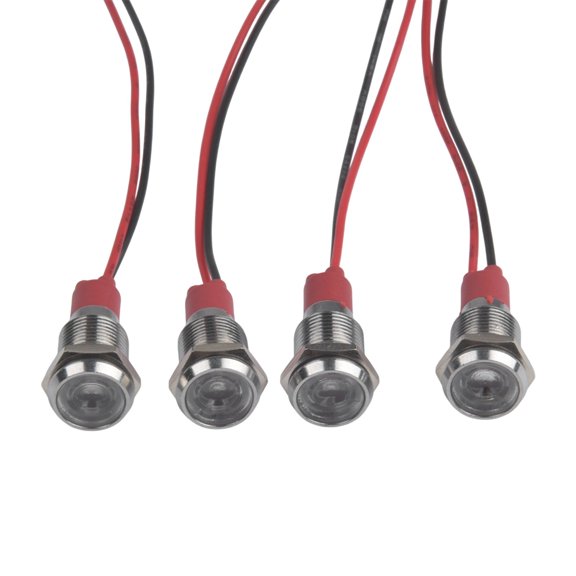 4 Pcs 10Mm Waterproof Led Indicators Metal Panel Light For Electrical Projects