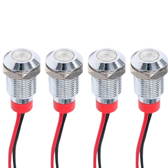 4 Pcs 10mm LED Indicator Light 12-24V Waterproof Signal Light Metal Panel Light