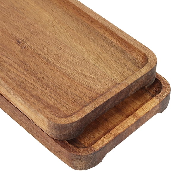 4 Pcs 12 x 5 x 0.78 Inch Solid Wooden Serving Trays, Rectangle Wood Serving Tray, Large Wooden Platter for Dessert, Tea, Food$$Home Decor, Kitchen, & Other