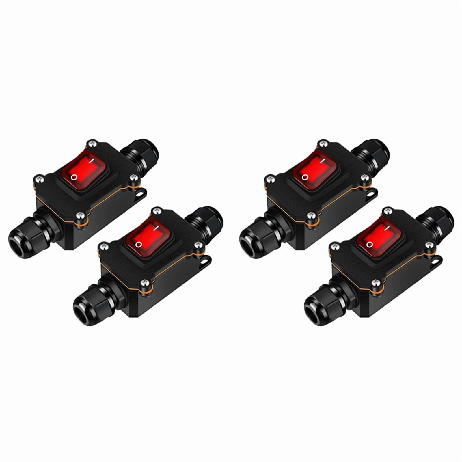 4 Pcs 12V Inline Switch Waterproof Inline Cord Switch Waterproof Toggle Switch with Red Light Rocker Button