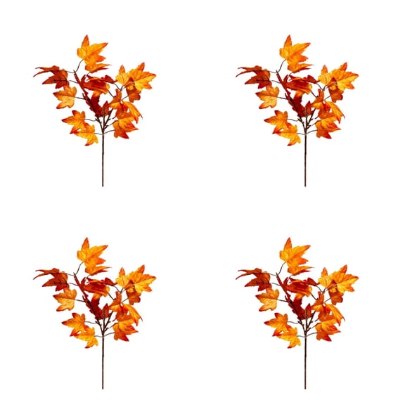 4 Pcs 15 Inch Fall Artificial Maple Branches, Faux Maple Shrubs for Vase Thanksgiving Halloween Decor,#J