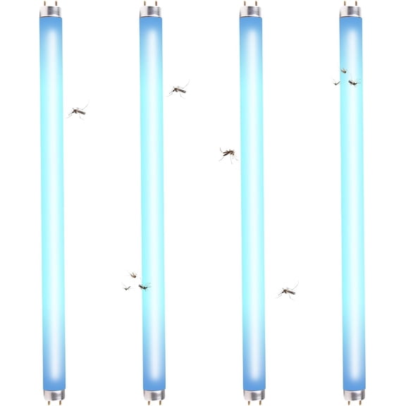4 Pcs 15W 18 Inch Replacement UV Bulb F15T8/BL UVA 365nm Fluorescent Light Bulbs for 30W Indoor Bug Zapper, F15T8 Black Light Bulbs for Indoor Outdoor Mosquito & Flying Insect Zapper Lamp