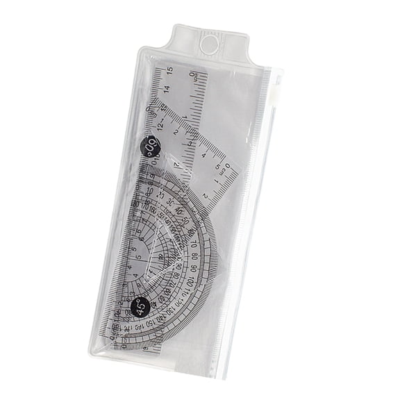 4 Pcs 15cm Ruler Set Plastic Math Geometry Set Math Protractor Drawing Tool