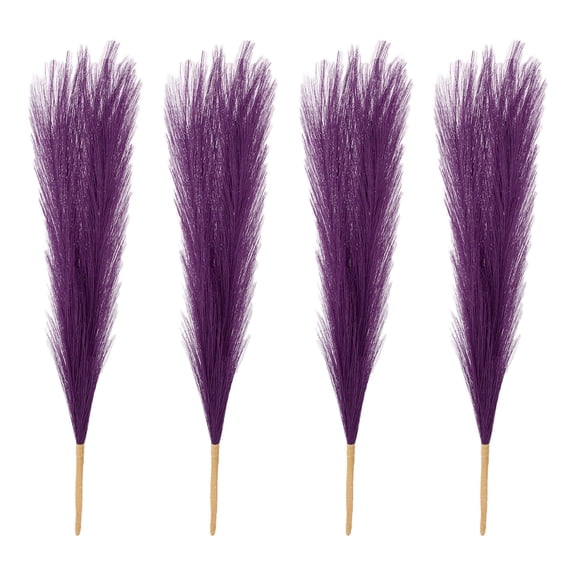 4 Pcs 17 Inch Faux Pampas Grass Artificial Boho Decor Home Dark Purple