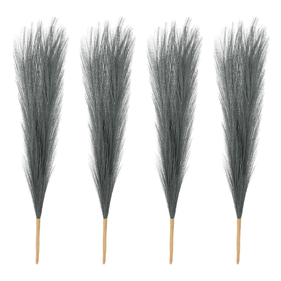 4 Pcs 17 Inch Faux Pampas Grass Artificial Boho Decor Home Gray