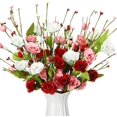 thumbnail image 1 of 4 Pcs 17 Inch Valentine's Day Picks Artificial Flowers Red Pink White Rose Berry Stems Flowers for Valentine Wedding Party Candlelight Dinner Center Decoration, 1 of 6