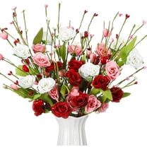4 Pcs 17 Inch Valentine's Day Picks Artificial Flowers Red Pink White Rose Berry Stems Flowers for Valentine Wedding Party Candlelight Dinner Center Decoration
