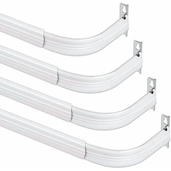 4 Pcs 18 to 28 Inch White Adjustable Curtain Rod Set Heavy Duty Door Curtain Rod Flat Sash Rods Hardware Included for Home Windows Kitchen Bathroom Sidelights