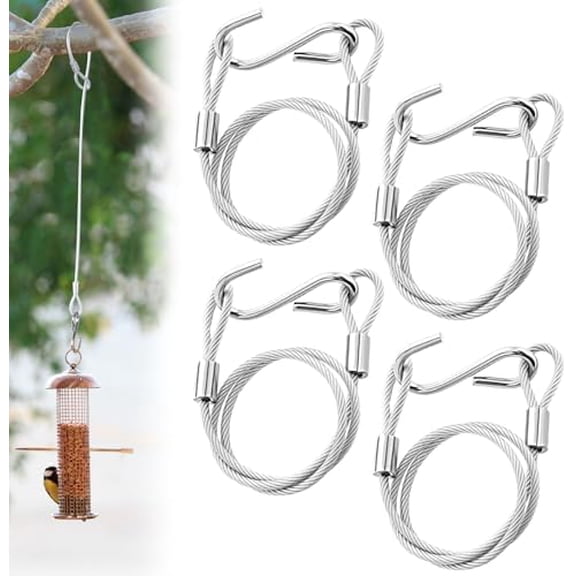 4 Pcs 18" Hanging Cables Chain with S Hook Bird Feeder Tree Hanger PVC Coated Flexible Branch Hook Limb Protector for Outside Bird Feeders, Planters and Decorations