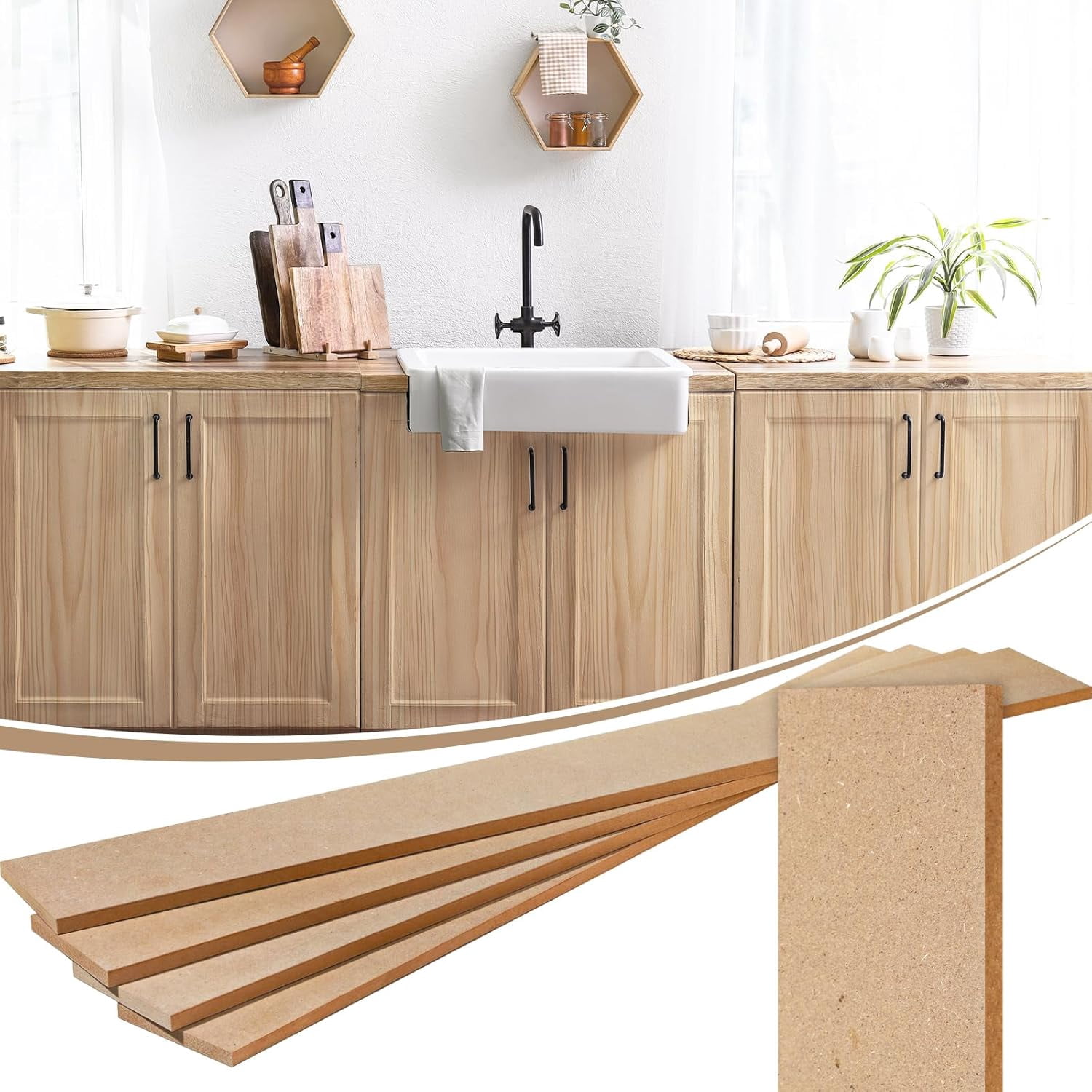 4 Pcs 2.7w x 23.6h MDF Unfinished Cabinet Doors Replacement Shaker ...
