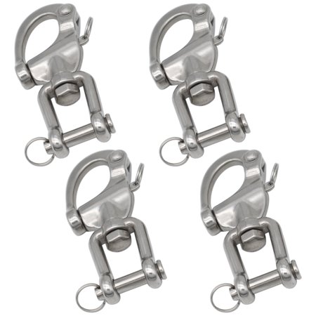4 Pcs 2.8 in / 70 mm Swivel Shackle, Marine Grade 316 Stainless Steel Shackle, Jaw Snap Shackle, Quick Release Clevis Rigging Shackle 992 lbs / 450 kg Load Limit