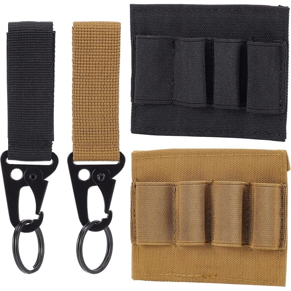4 Pcs 2 Colors Outdoors Elastic Flashlight Holder Outdoor Clip Buckle Key Ring Gear Key Keeper Keychain Kit for DIY Making