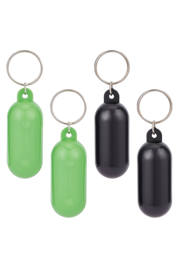 4 Pcs 2 Colors Plastic Floating Keychain About 3.5 Inch Long Pill-shape Floating Key Ring Floating Key Holder for Boating