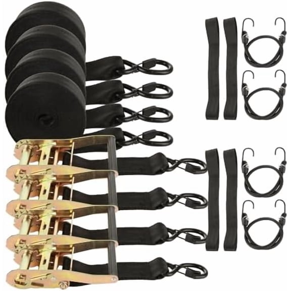 4 Pcs 2 Inch Ratchet Straps Heavy Duty 20ft Tie Down Straps Ratchet with Hooks, 7275 LBS Break Strength,  Ratcheting Straps for Trucks, Motorcycle Straps Tie Downs$$Tools & Hardware Other