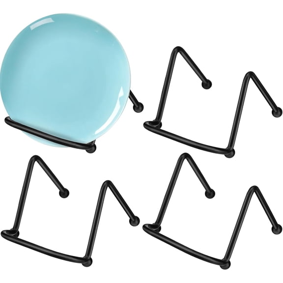 4 Pcs 2 Inch Small Plate Holder Display Stands - Mini Black Metal Frame Stands for Picture, Book, Photo Easel, Collectibles & Mobile Phone