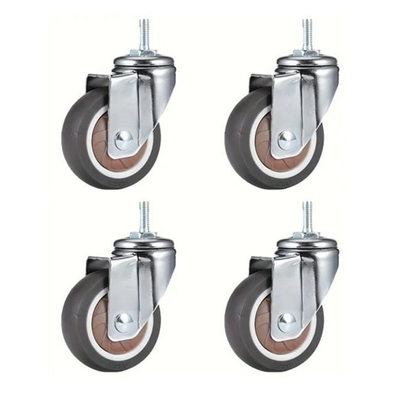 4 Pcs 2 Inch Stem Caster Wheels TPR Screw Lever Universal Castors Swivel Stem Wheels With M8 Thread Rods For Carts Furniture ,Reliable