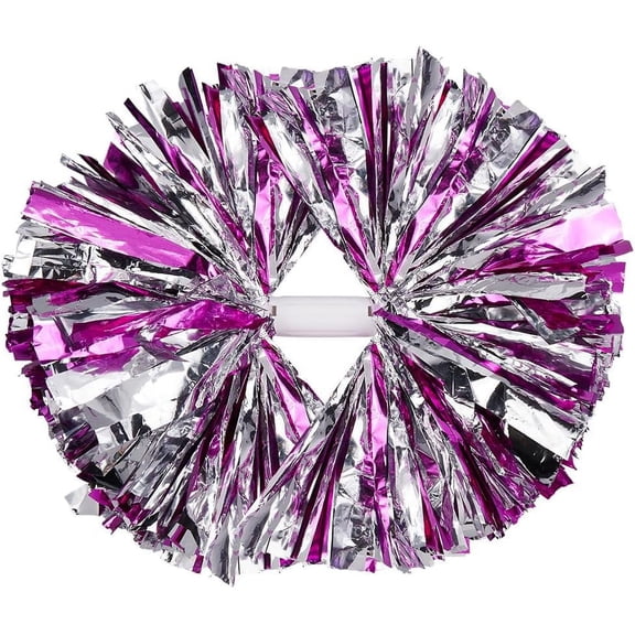 4 Pcs/2 Pairs Cheerleading Pom Poms with Handle Squad Pompoms with Baton for School Sports Dance Team Spirit Cheering for Team Spirit Sports Dance Party Cheerleading Team 14.17 Inch