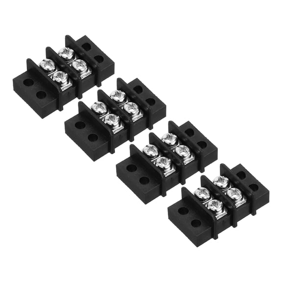 4 Pcs 2 Positions Terminal Block 300V 20A 9.5mm Pitch Dual Rows 2 Circuits DIN Row Screw Terminals Strip