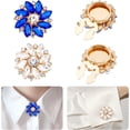 thumbnail image 1 of 4 Pcs 2 Styles Rhinestone Buttons Cover Flower Buttons Cover Detachable Shirt Button Clips Buttons Jewelry for Dress Suit Tux Shirt Accessories 1.1inch in Diameter Dark Blue, 1 of 8
