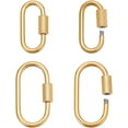 thumbnail image 1 of 4 Pcs 2 Styles Stainless Steel Lock Charms Golden Keychain Connector Oval Screw Carabiner Lock Clasps for DIY Necklaces Keychain Jewelry Making, 1 of 9