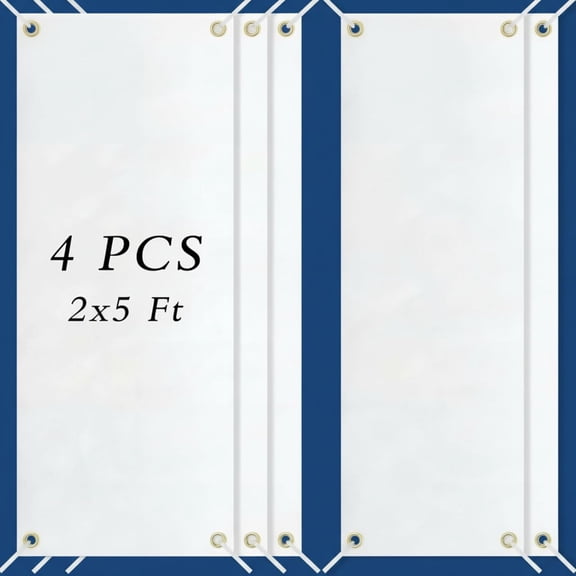 4 Pcs 2 x 5 ft Blank Banners for Vbs, White Polyester Oxford Cloth Sublimation Banners with Grommets and Hanging Rope, DIY Writable Signs for Indoor Outdoor Events, Parties and Business