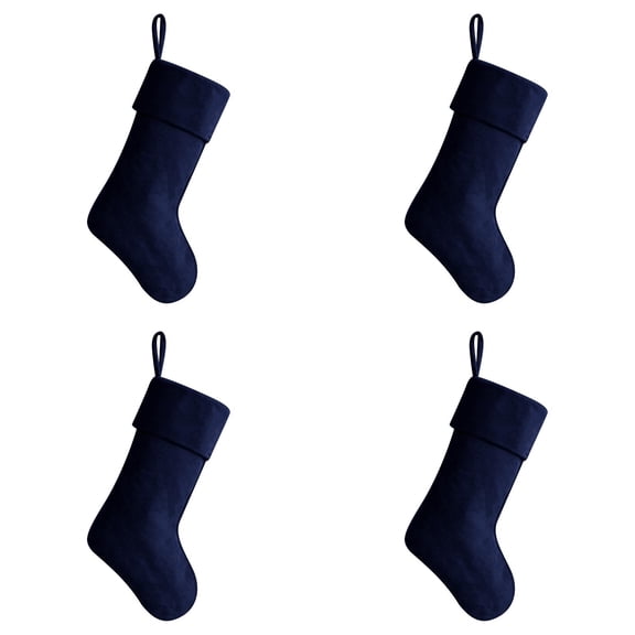4 Pcs 20 Inches Dark Blue Soft Velvet Christmas Stocking, Classic Hanging Velvet Christmas Stockings Decoration for Family New Year Holiday Party Decor