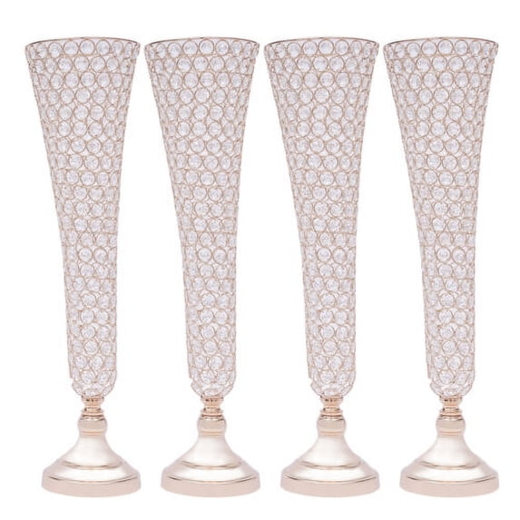 4 Pcs 21" Crystal Flower Vase For Wedding/Party/Banquet/Venue Tabletop Decor