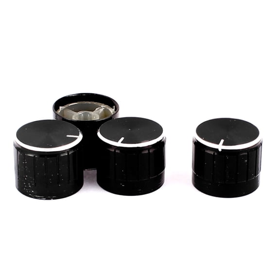 4 Pcs 21mm x 6mm Alloy Potentiometer Control Knob Cap Knurled Button Black