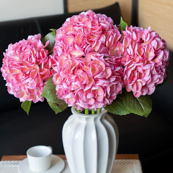 4 Pcs 22.4" Real Soft Touch Artificial Hydrangea Flowers – Latex Long Stem Faux Flowers for Home Decor, Wedding Centerpieces, Party, Living Room Bouquets Centerpieces Pink
