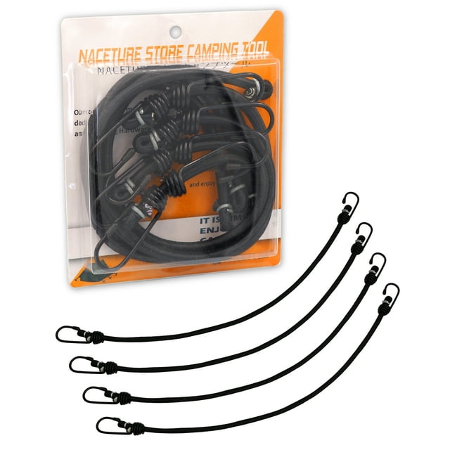 4 Pcs 24 Inch Heavy Duty Small Bungee Cord with Hooks Perfect for Camping, Luggage, Tents