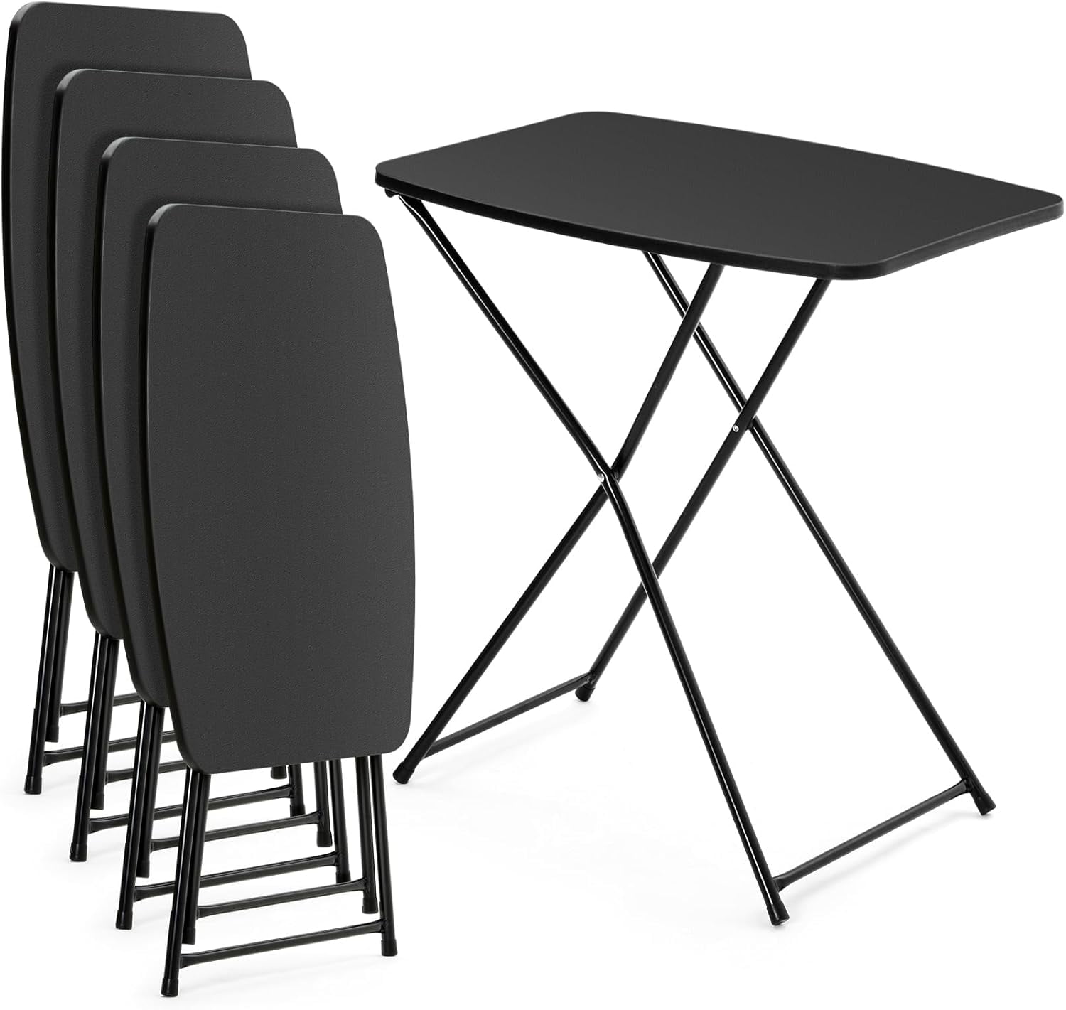 4 Pcs 26" Adjustable Folding TV Tray Table 3 Level Height Laptop Picnic