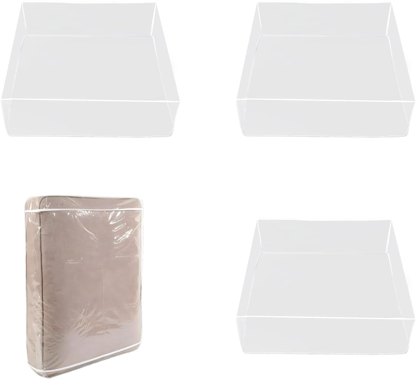 4 Pcs 27.5x25.5x8.6 Inch Plastic Sofa Seat Cushion Covers, Clear Waterproof Sofa Couch Covers, PVC Waterproof Couch Covers, Furniture Sofa Seat Slipcover for Against Pets Clawing Scratching