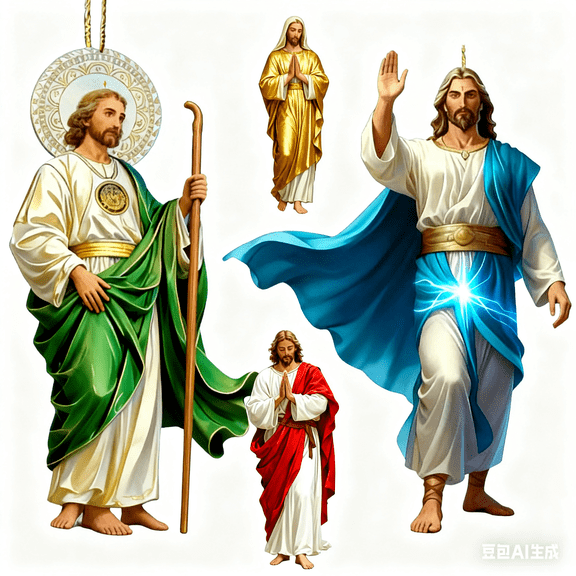 4 Pcs 2D Retro Jesus Car Hanging Decor, Acrylic Faith Ornament for Christians, Christmas Religious Gift for Truck Drivers & Auto Interiors