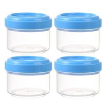 4 Pcs 2oz Round Shaped Condiment Containers with Lids, Mini Salad Dressing Container To Go, Small Sauce Cups for Lunch Box, Reusable Leakproof Bento Dip Containers for Lunches(Blue,1.8x1.6x1.4")