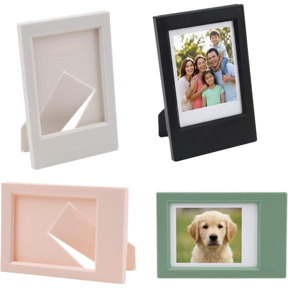 4 Pcs 2x3 Picture Frame, Mini Photo Frames for Desk Display with Stand, Small Size Picture Frame Compatible with Polaroid Fujifilm Instax Mini Photos (4 Colors)