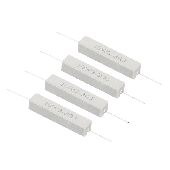 4 Pcs 3.3 Ohm Resistors, 10W Ceramic Cement Resistor Power Cement Resistor Kit Tolerance 5% for Power Adapters Audio Computer TV Circuit Board