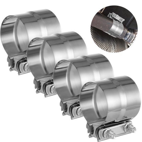 4 Pcs 3" Exhaust Clamps, Stainless Steel Lap Joint Band Clamps with M10 Bolts for Mufflers, Pipes, Converters, Ideal for Automotive Exhaust Repair, HVAC Connections