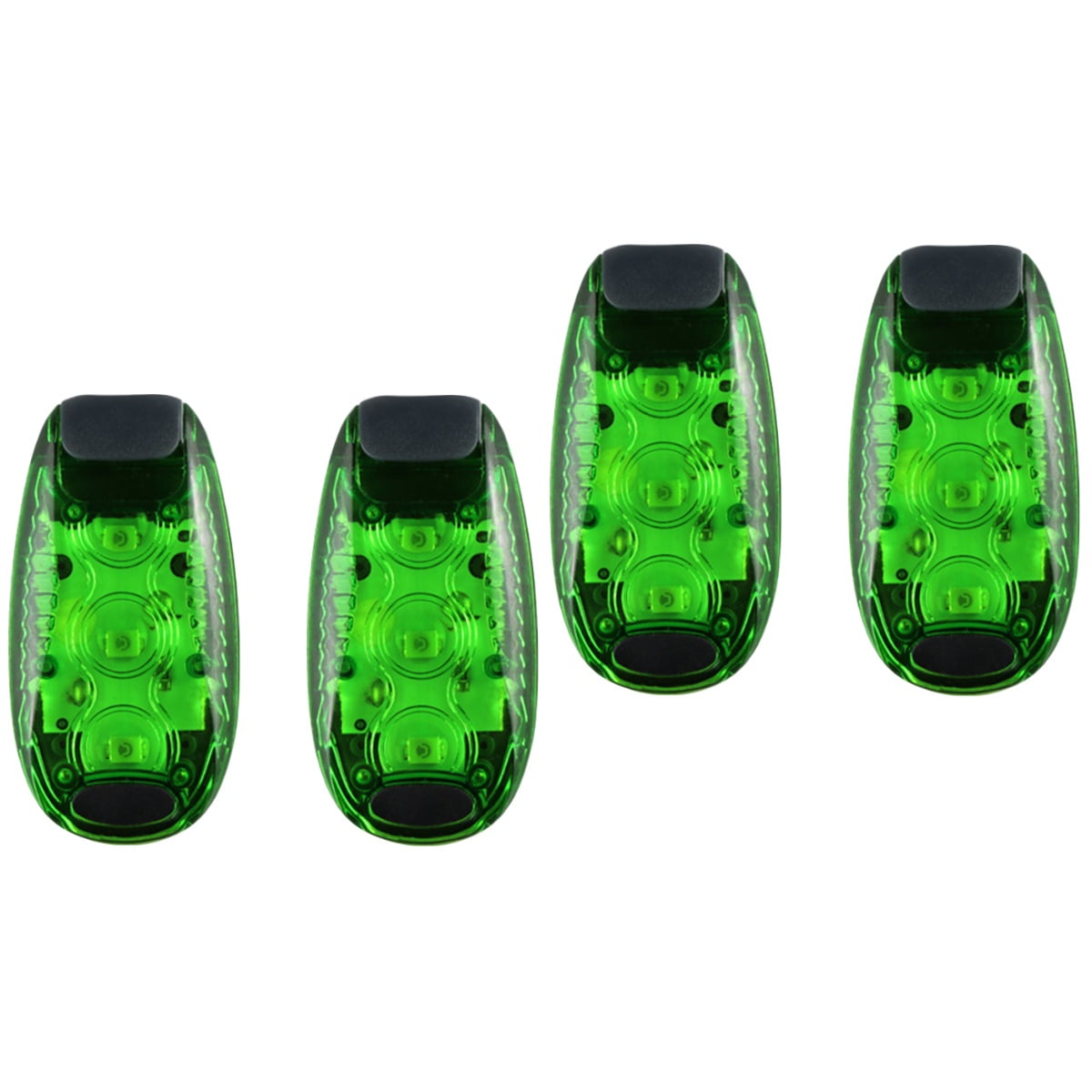 4 Pcs 3 LED Safety Light Multifuntional Clip On Strobe Running Lights for Night Runners Bikes Walking (Green)