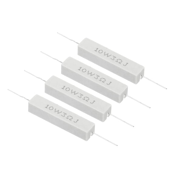 4 Pcs 3 Ohm Resistors, 10W Ceramic Cement Resistor Power Cement Resistor Kit Tolerance 5% for Power Adapters Audio Computer TV Circuit Board