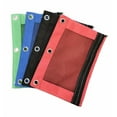 thumbnail image 1 of 4 Pcs 3 Ring Durable Canvas Material Pencil Pouch With Mesh Window, 1 of 1