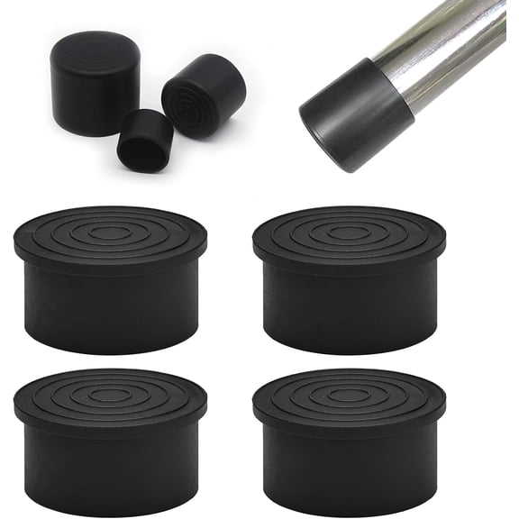 4 Pcs 3" Round Rubber Chair Leg Caps, PVC Table Leg Covers, Flexible & Anti-Slip Furniture Leg End Caps, Chair Leg Floor Protectors for Bar Stool Leg Patio Indoor, Black 2.99"x2.99"-4 pcs