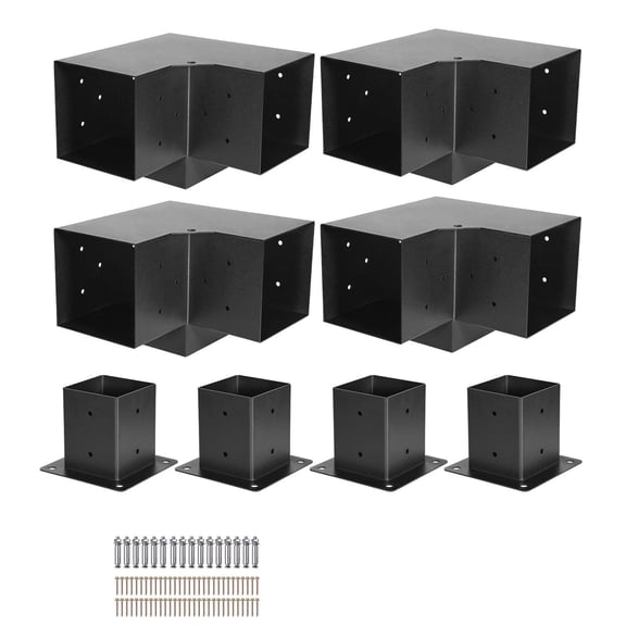 4 Pcs 3 Way Heavy Duty Corner Bracket Kit for 4x4 Inch Wood Post Inner Size 3.5x3.5 Pergola Gazebo Patio Log Cabin DIY Wooden Beams Easy Installation