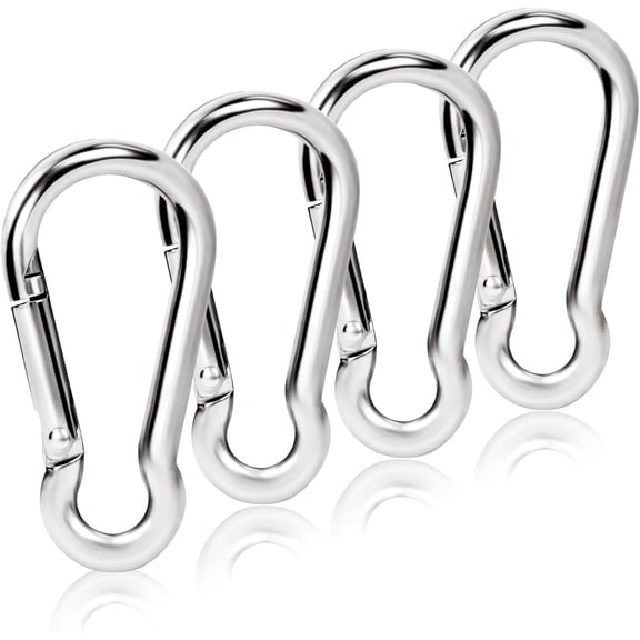 4 Pcs 304 Stainless Steel Flag Pole Replacement Clips, M4 Spring Snap Hooks for 0.75 1 1.25 Swivel Rings, Grommet Flag Carabiner Hardware Accessories