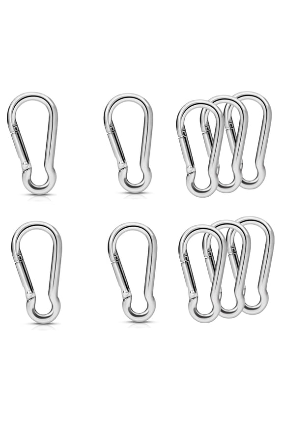10 Pcs 304 Stainless Steel Flagpole Clips Hardware Spring Snap Hook for Flags with Grommets, Keychain, Backpack, Camping, Hiking, Fishing - M4