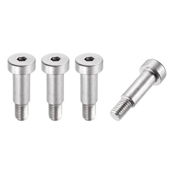 4 Pcs 304 Stainless Steel Shoulder Bolt 10mm Shoulder Dia 18mm Shoulder Length M8x1.25 Thread Hex Socket Shoulder Bolts for Hydraulic Injection Molding Machinery Industries