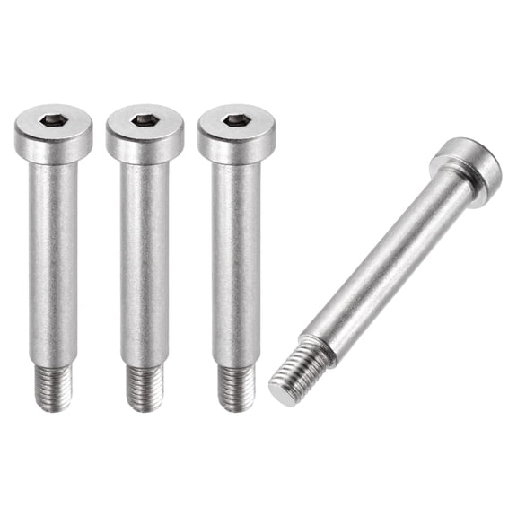 4 Pcs 304 Stainless Steel Shoulder Bolt 10mm Shoulder Dia 55mm Shoulder Length M8x1.25 Thread Hex Socket Shoulder Bolts for Hydraulic Injection Molding Machinery Industries