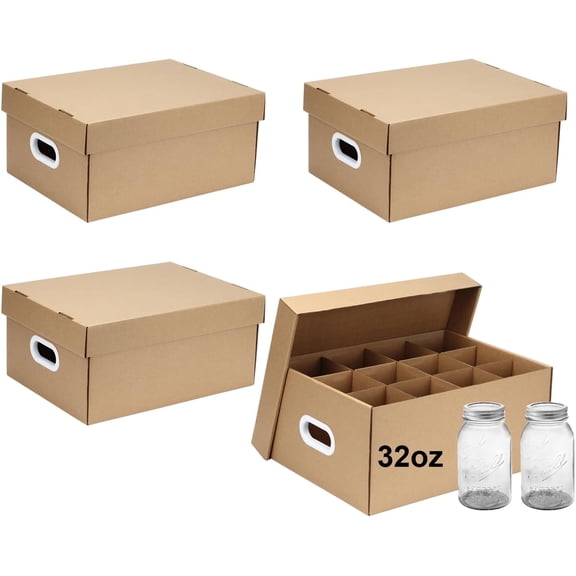 4 Pcs 32 oz Cardboard Canning Jar Storage Boxes