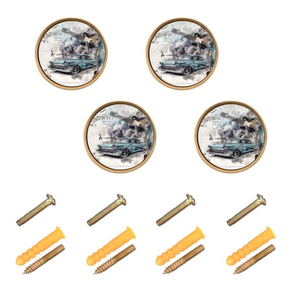 4 Pcs 32mm Diameter Round Cabinet Hardware Knob Zinc Alloy Furniture Knobs for Dresser Home Decor Rock Elements Mural