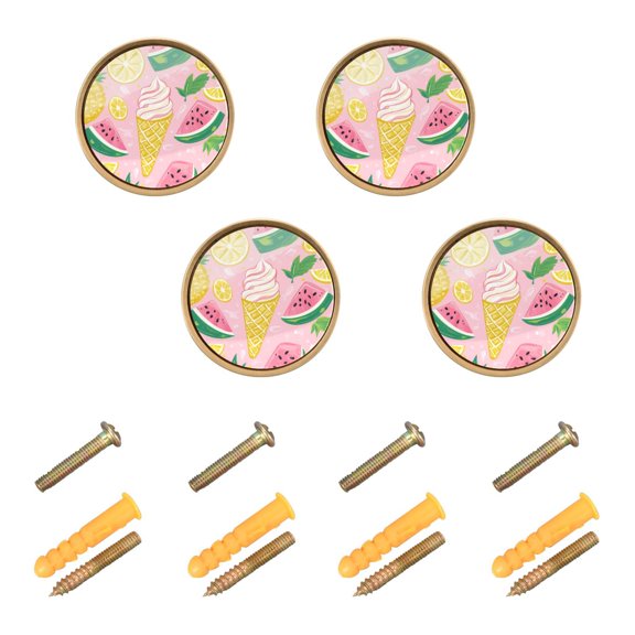 4 Pcs 32mm Diameter Round Cabinet Hardware Knob Zinc Alloy Furniture Knobs for Dresser Home Decor Watermelon Pineapple